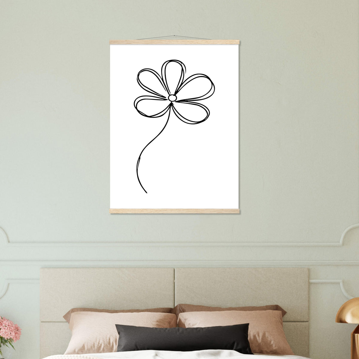 Sophisticated Minimalism - Magnetic Flower Poster - 60x80 cm 24x32″ Natural wood wall hanger - Posters With Hanger