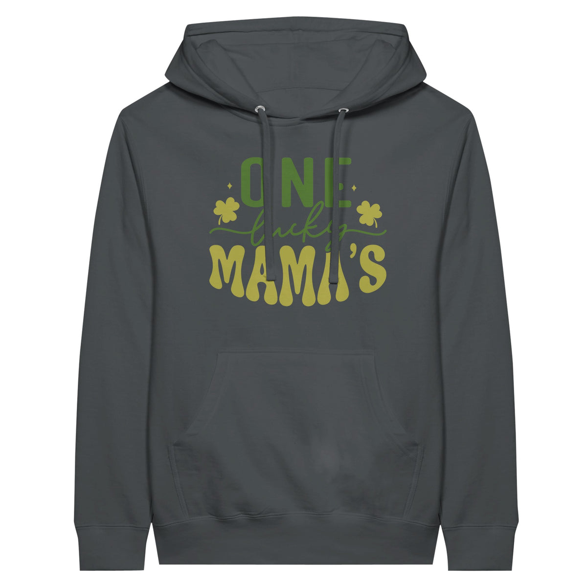 One Lucky Mama - Floral Embrace Premium Unisex Pullover Hoodie - Charcoal - Print Material