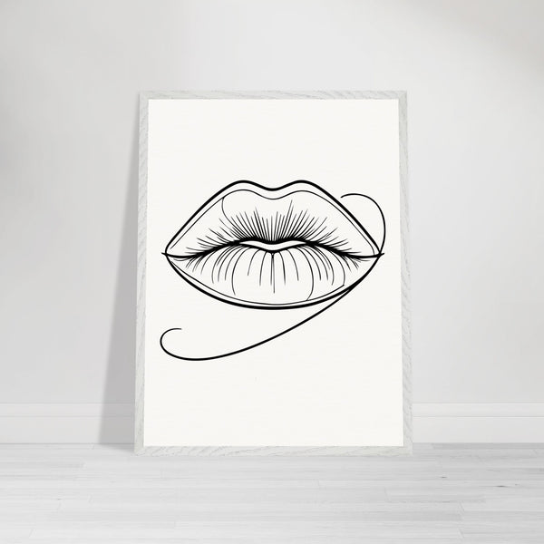 Natural Beauty - Framed Lips Artwork on Matte Paper - 60x80 cm 24x32″ White frame - Wooden Framed Posters