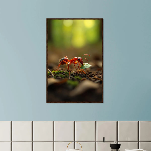 Gift Strength – Framed Ant Poster - Dark wood frame - Wooden Framed Posters