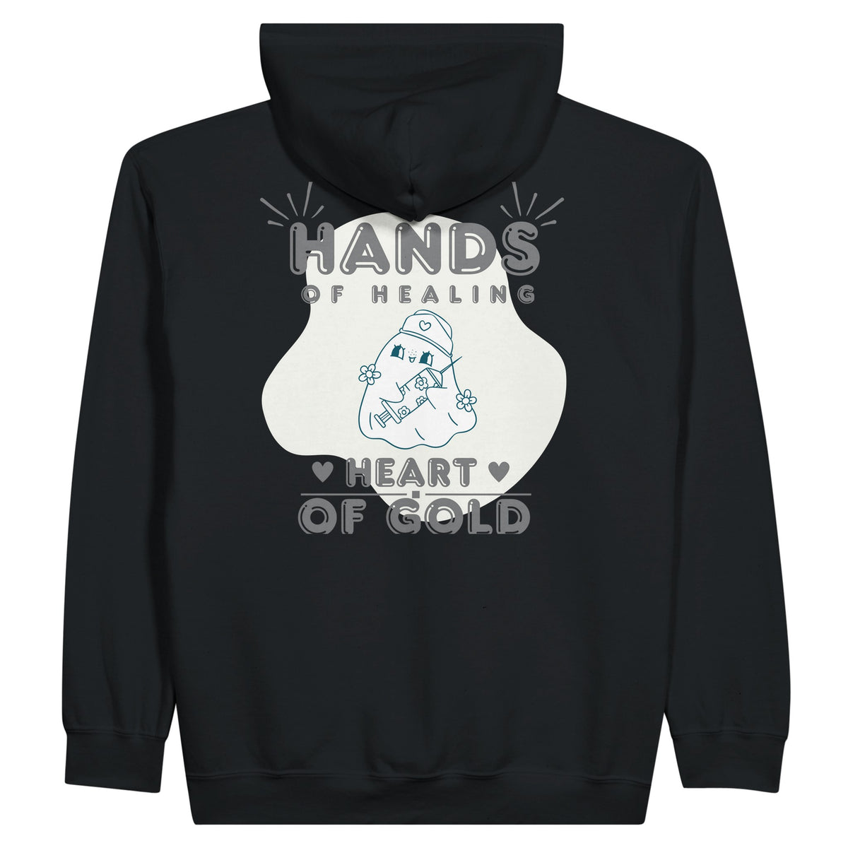 Hands of Healing, Heart of Gold - Nurse Appreciation Zip Hoodie - Black - Hoodies