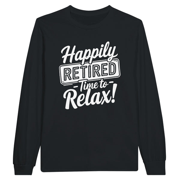 Happily Retired Long-sleeve Tee for Colleagues - Black - Long Sleeves T-shirts