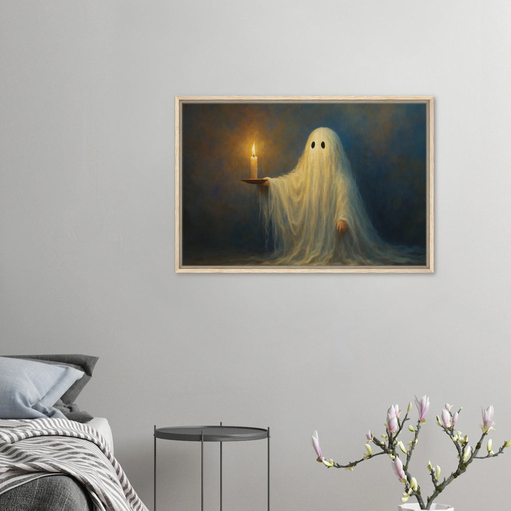 Gift a Gothic Glow – Ghostly Candle Framed Canvas - Wood frame - Canvas