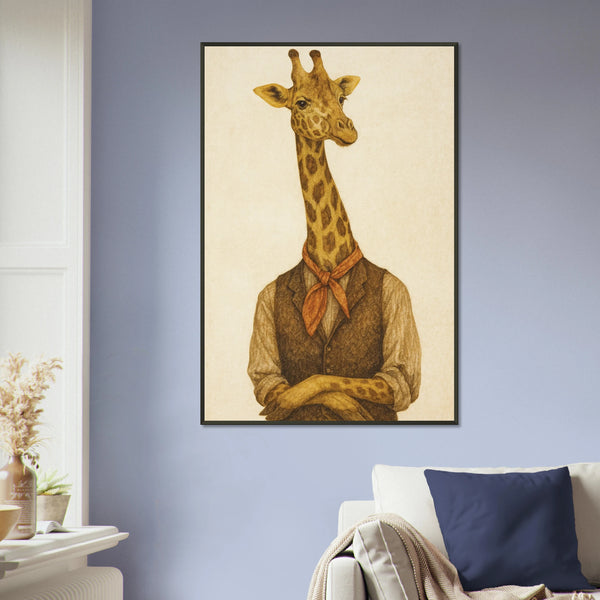 Gift Whimsical Charm – Dapper Giraffe Metal Framed Poster - - Metal Framed Posters