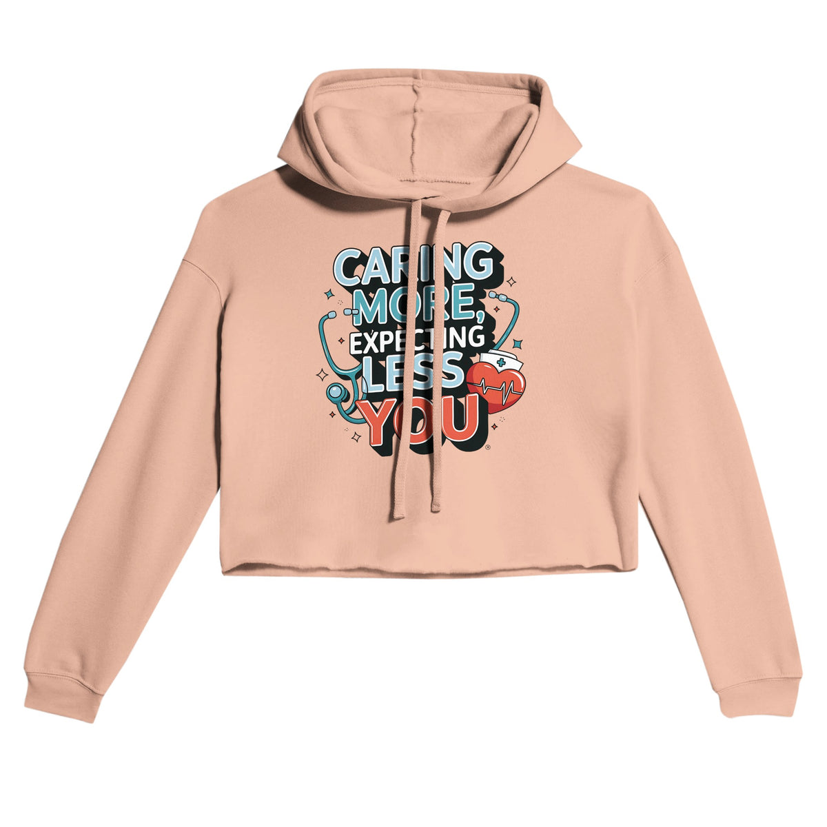 For the Nurse Who Cares Selflessly - Cropped Hoodie - Peach - Hoodies