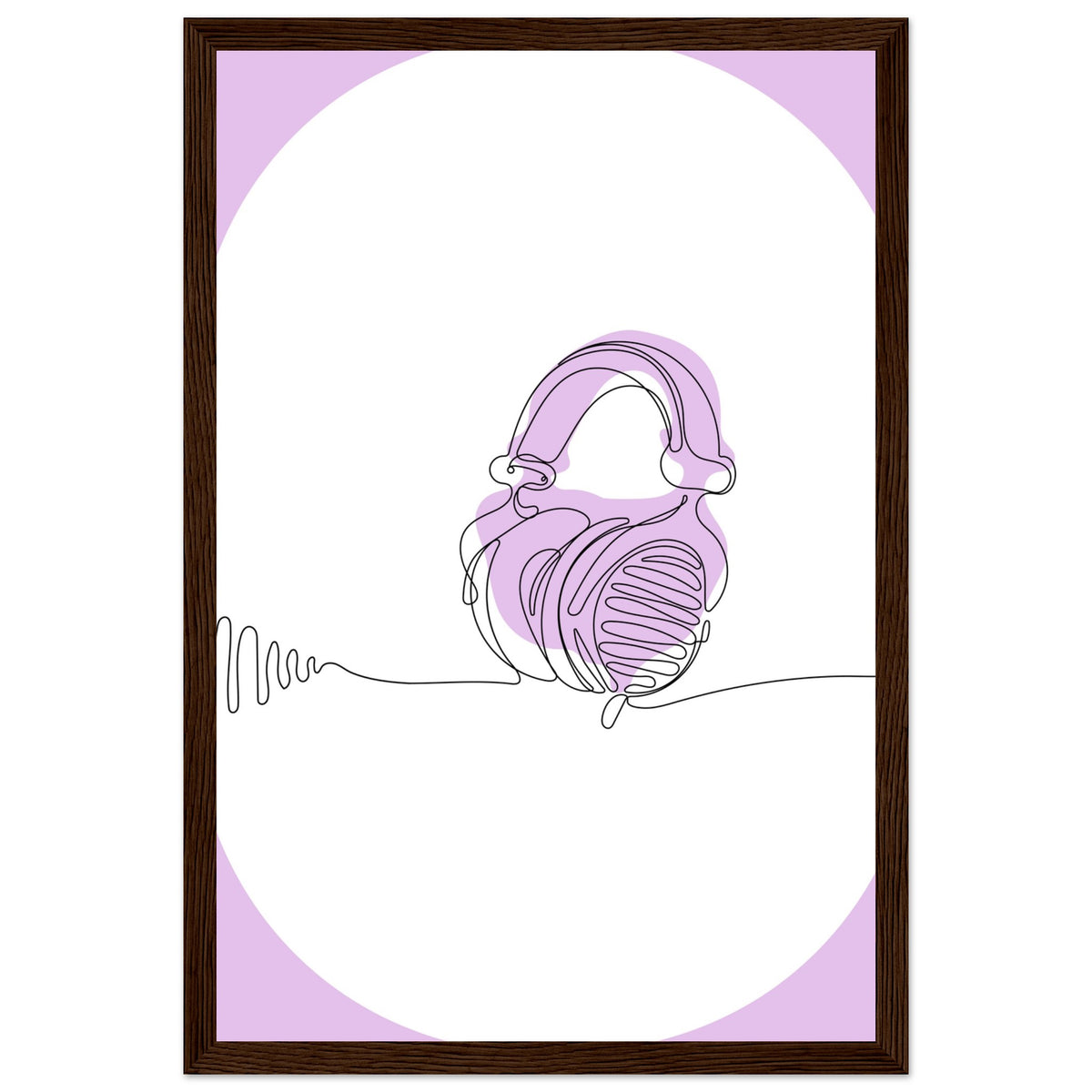 Melodic Moments - Stylish Headphones Print - 30x45 cm 12x18″ Dark wood frame - Framed Prints