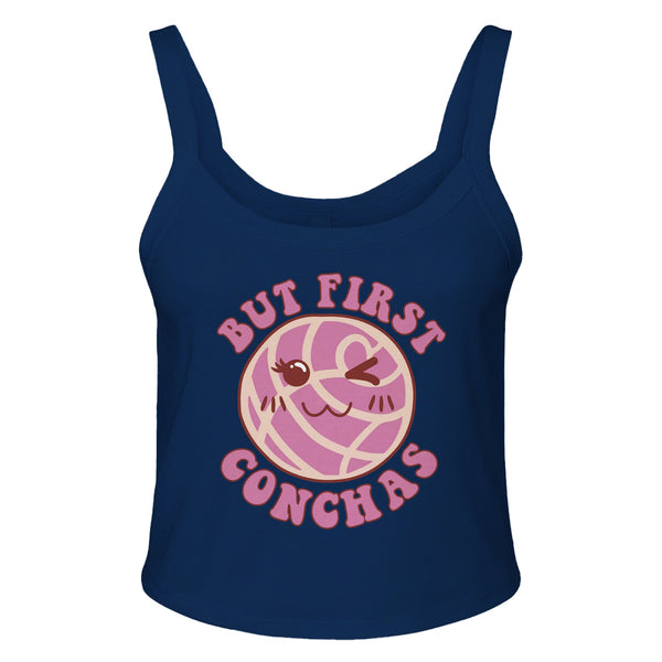 Concha Lover's Delight - But First, Conchas - solid navy blend - Tank Tops