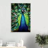 Peacock Glory Framed Poster – Exotic Wall Decor Gift - White frame - Wooden Framed Posters