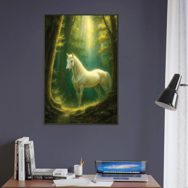 White Horse Metal Framed Poster – Gift of Serenity & Memory - - Metal Framed Posters