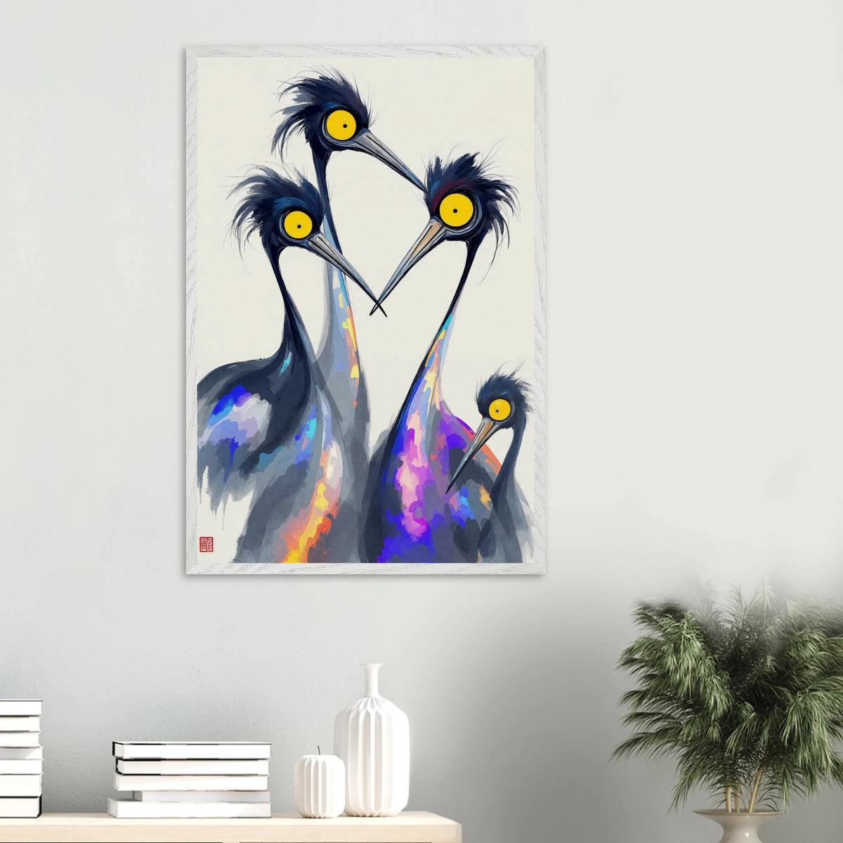 Gift Colorful Emotions – Framed Rainbow Crane Poster - White frame - Wooden Framed Posters