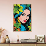 Premium Nature's Elegance - The Blue-Haired Muse - 60x90 cm 24x36″ Wood frame - Wooden Framed Posters