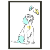 Whimsical Paws - Puppy Line Art with Soft Pastels - 30x45 cm 12x18″ - Metal Framed Posters