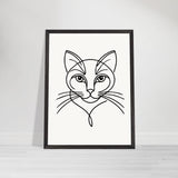 Timeless Cat Line Art - Natural Wood Framed Elegance - 45x60 cm 18x24″ Black frame - Wooden Framed Posters