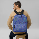 Fruit Frenzy Backpack - Colorful Outlines on Blue Bliss - - Backpacks