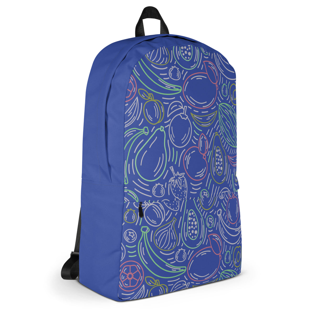 Fruit Frenzy Backpack - Colorful Outlines on Blue Bliss - - Backpacks