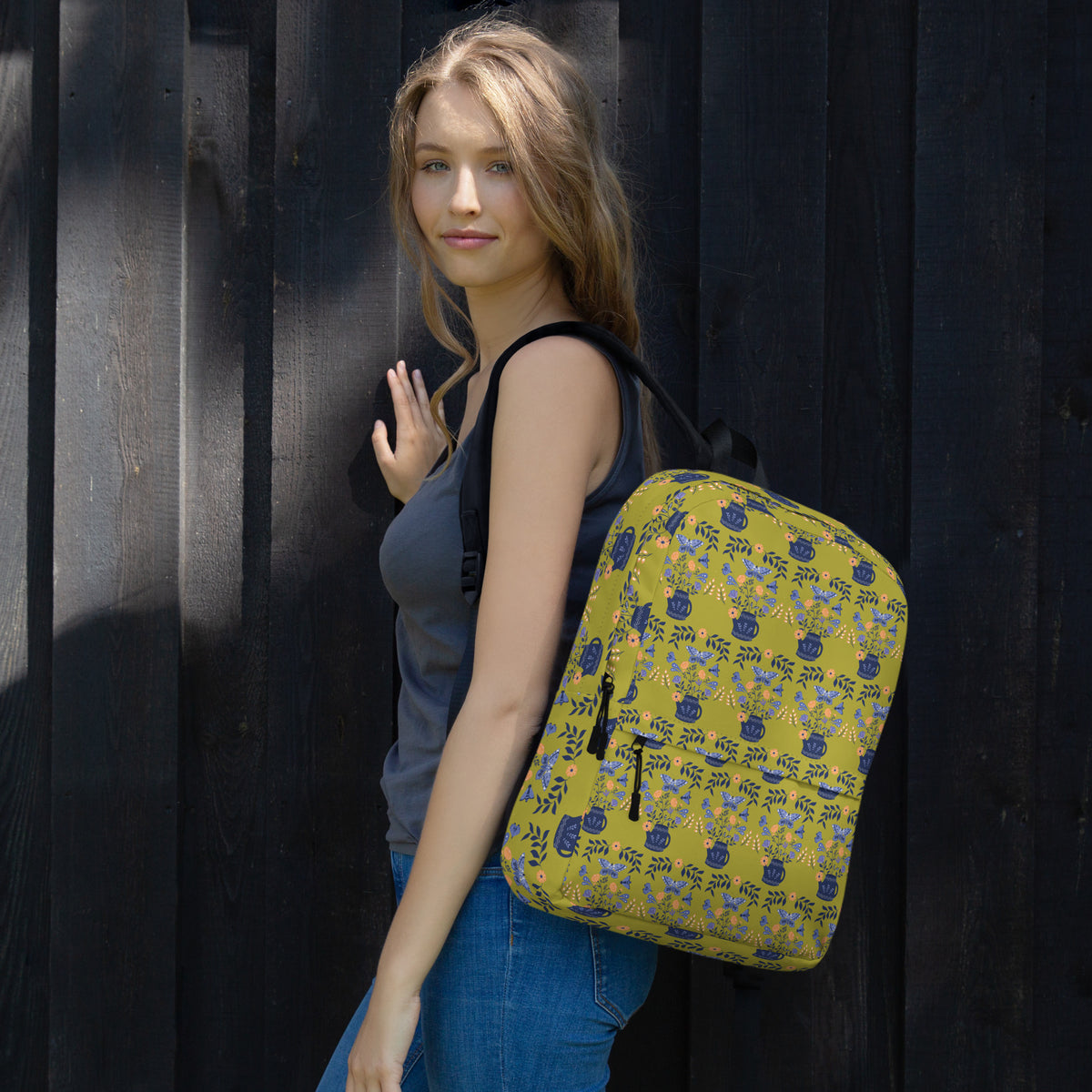 Nature's Harmony - Floral & Bird Pattern Backpack - Default Title - Backpacks