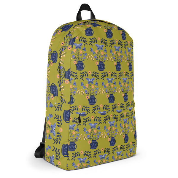 Nature's Harmony - Floral & Bird Pattern Backpack - - Backpacks