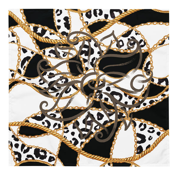 Fashion Statement - Elegant Gold and Leopard Print Bandana - - Headbands