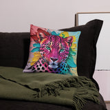 Vivid Majesty - Colorful Leopard Design - Default Title - Basic Pillow