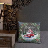 Snowy Classic Car Pillow – A Gift of Winter Memories - - Pillows