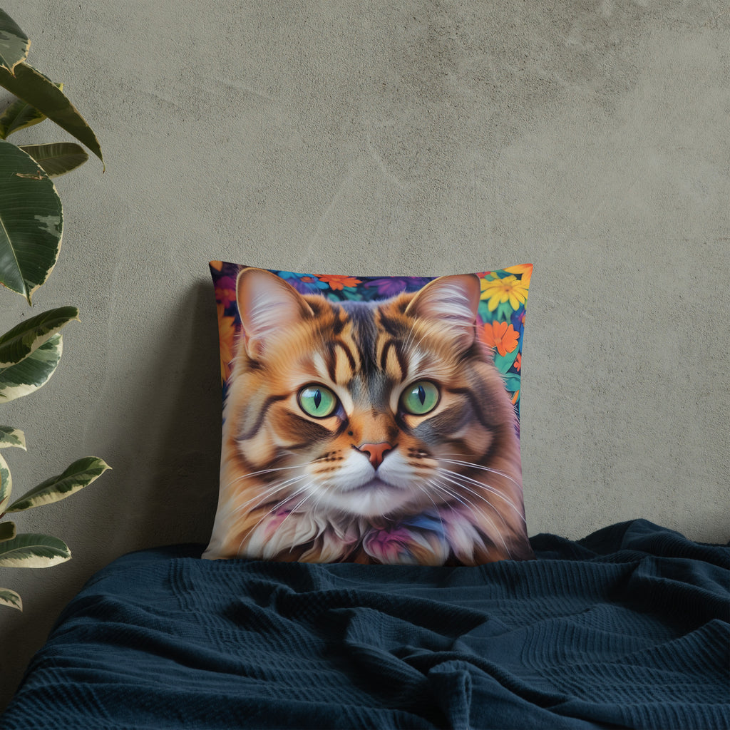 Enchanting Feline - Colorful Cat Portrait - Default Title - Basic PIllow