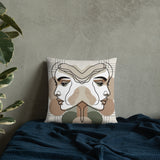 Mirrored Serenity - Abstract Faces Premium Pillow - 18″×18″ - Pillows