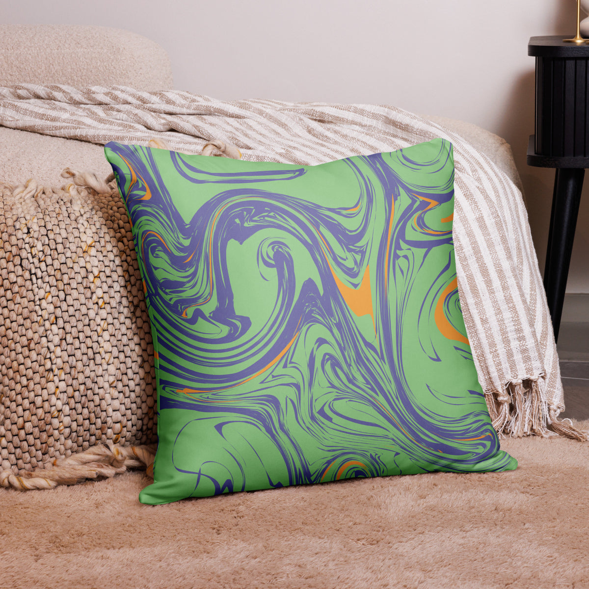 Swirling Symphony - Abstract Premium Pillow - - Pillows