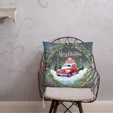 Snowy Classic Car Pillow – A Gift of Winter Memories - - Pillows