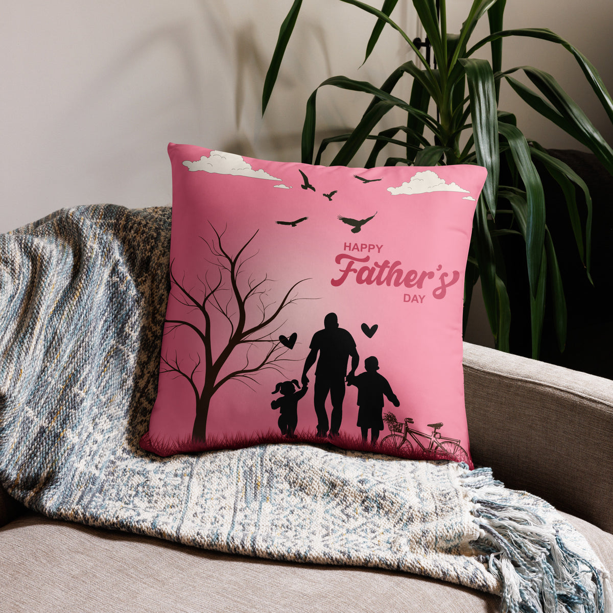 Silhouette Dad Pillow – Giftomory Design - 22″×22″ - Pillows