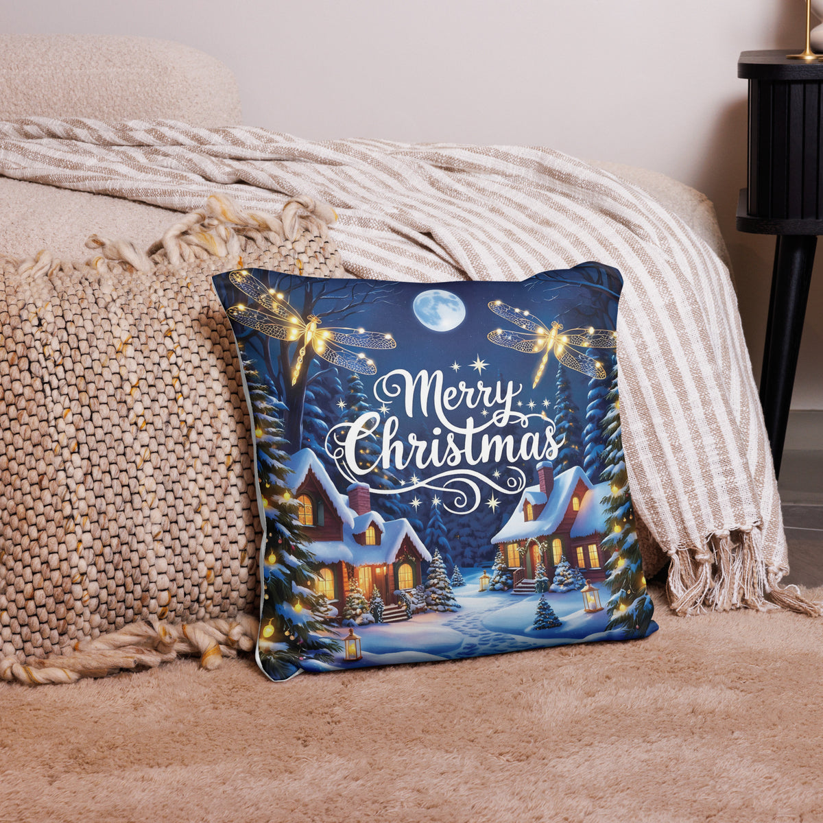 Lantern Light Lane - Magical Christmas Pillow - 18″×18″ - Pillows