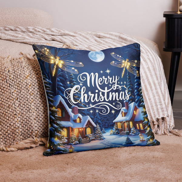 Lantern Light Lane - Magical Christmas Pillow - 22″×22″ - Pillows