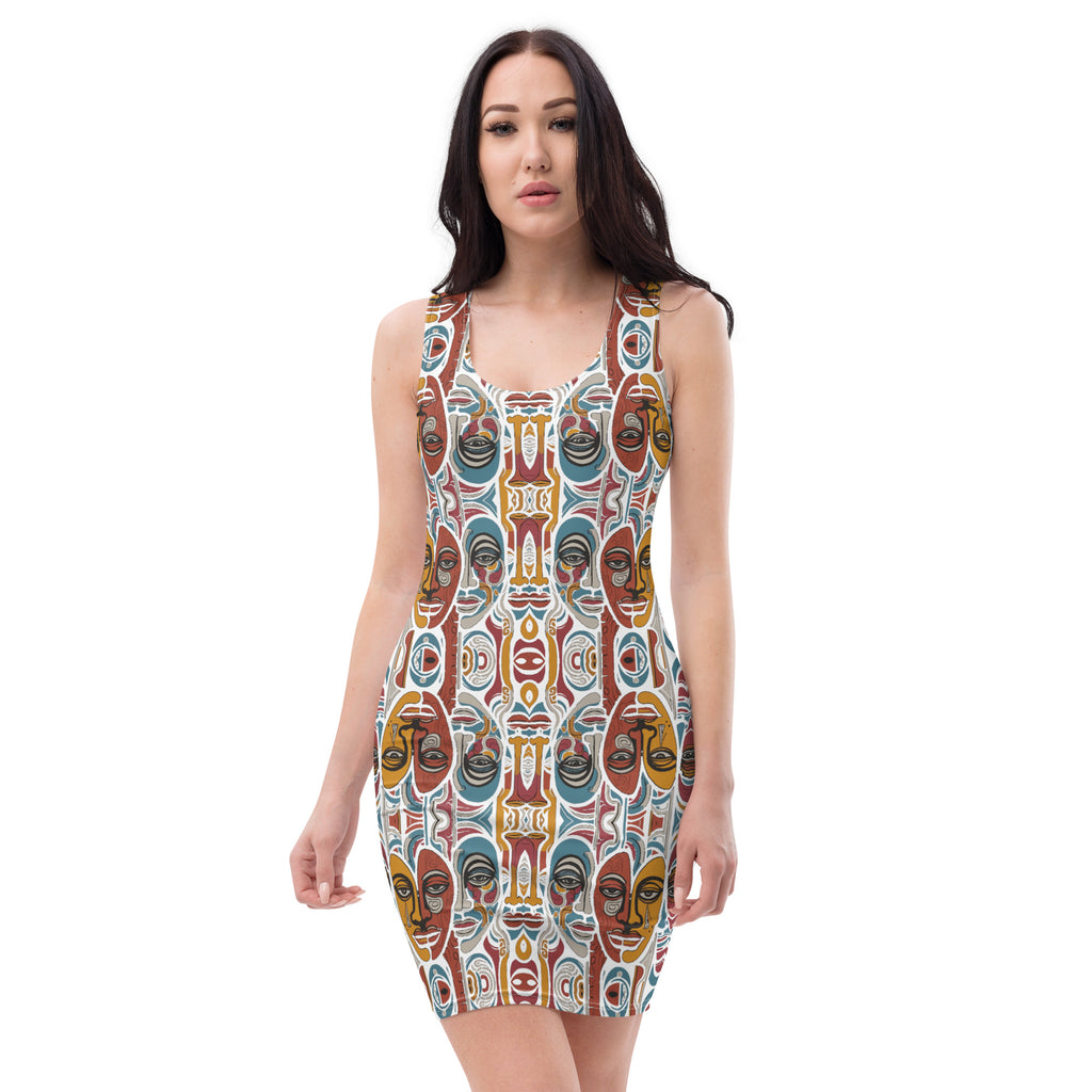 Mystical Masks - A Dress that Tells Stories - XL - Bodycon dresses