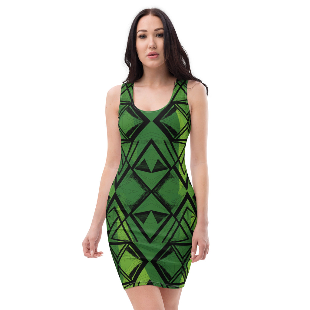 Triangles in Motion - Sleek Bodycon Artistry - XL - Bodycon dresses