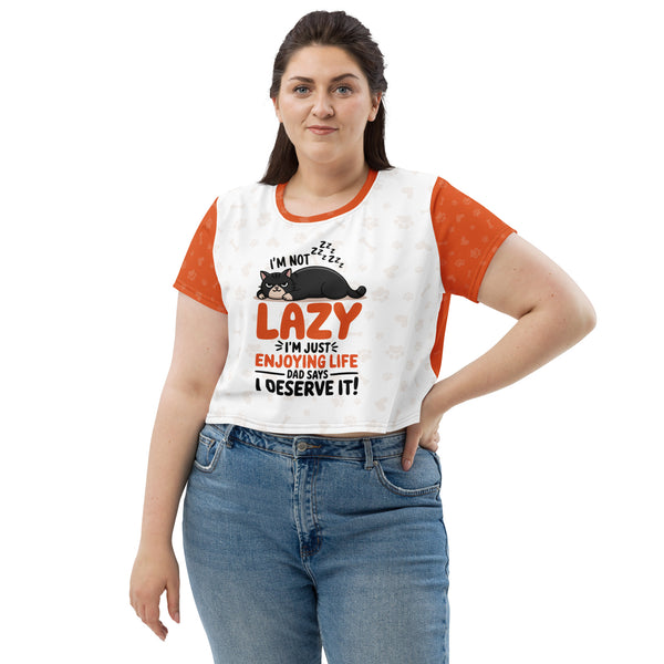 Lazy but Lovable – Cat Crop Tee Gift for Daughters - 2XL - Crop Tee