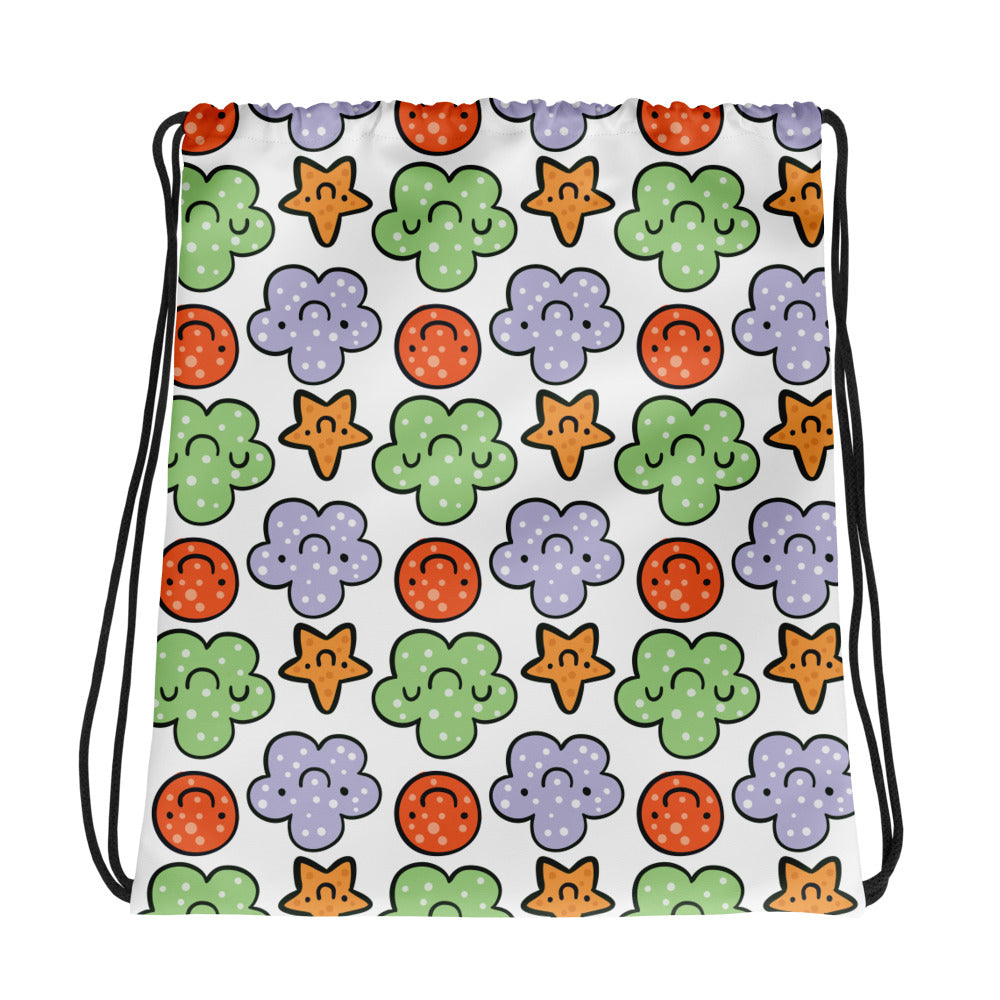 Joyful Blossoms and Cheerful Stars - - Drawstring Bag