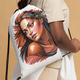 Serenity in Motion - Artistic Woman's Face Bag - - Drawstring Bags