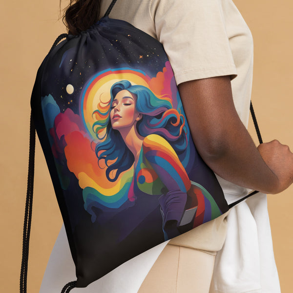 Rainbow Dreams - Celestial Beauty on the Go - - Drawstring Bags