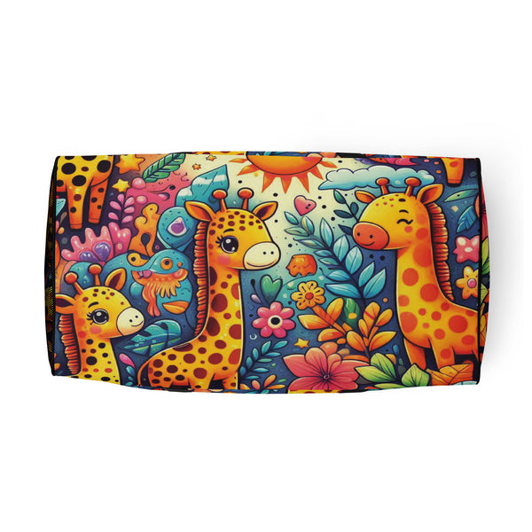 Joyful Journey - Colorful Giraffes and Nature Duffle Bag - - Duffel Bags