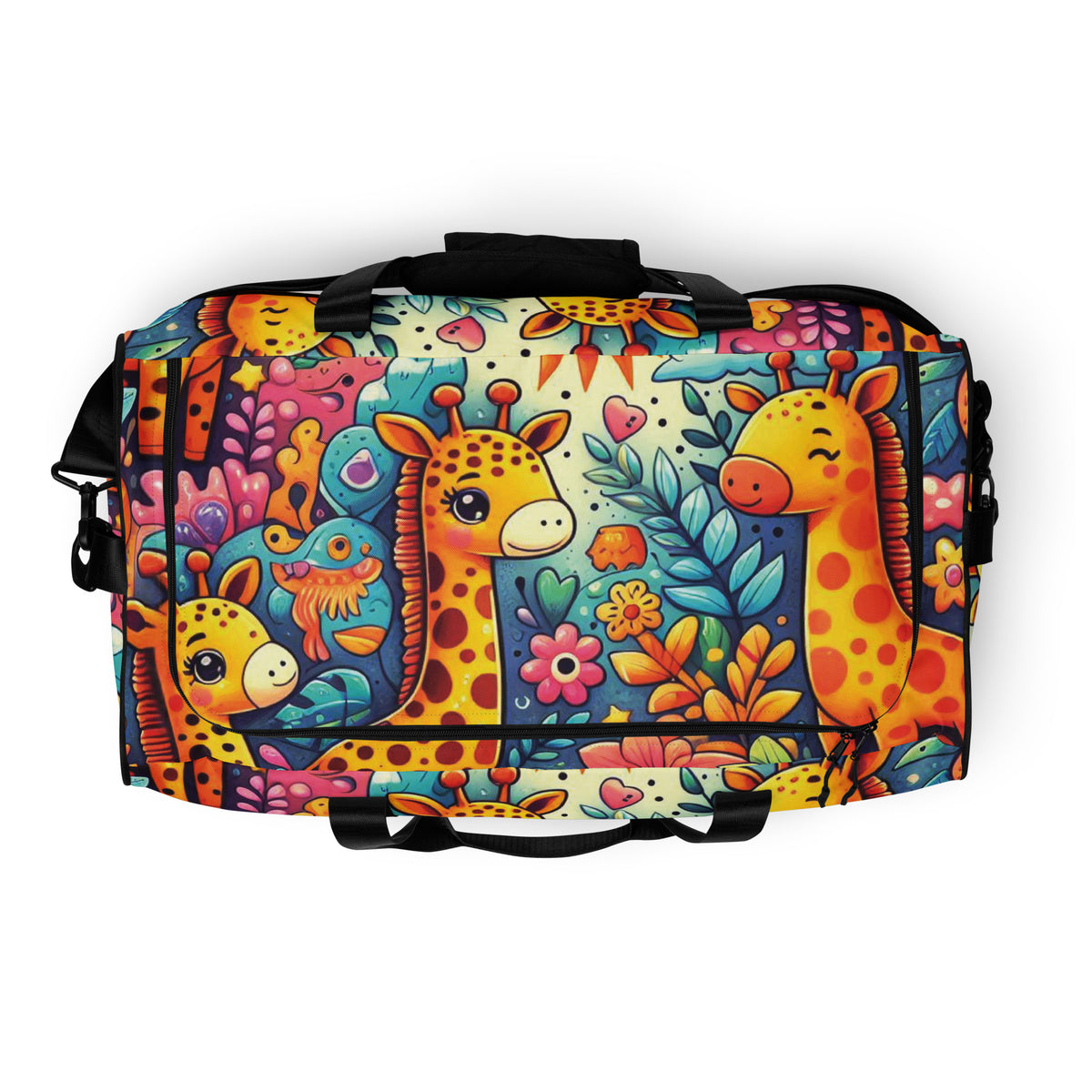 Joyful Journey - Colorful Giraffes and Nature Duffle Bag - - Duffel Bags