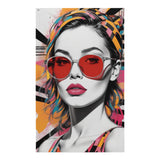 Vibrant Elegance - Red Sunglasses & Geometric Bliss Flag - - Flags