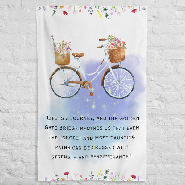 Enchanting Paths - Bicycle and Flowers Flag - - Flags