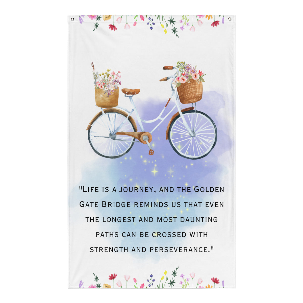 Enchanting Paths - Bicycle and Flowers Flag - - Flags