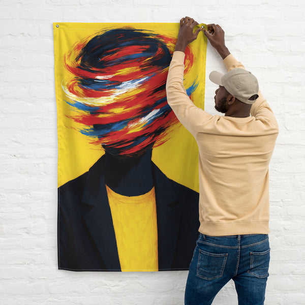 Color & Chaos – Abstract Portrait Wall Flag - Default Title - Printed Flags