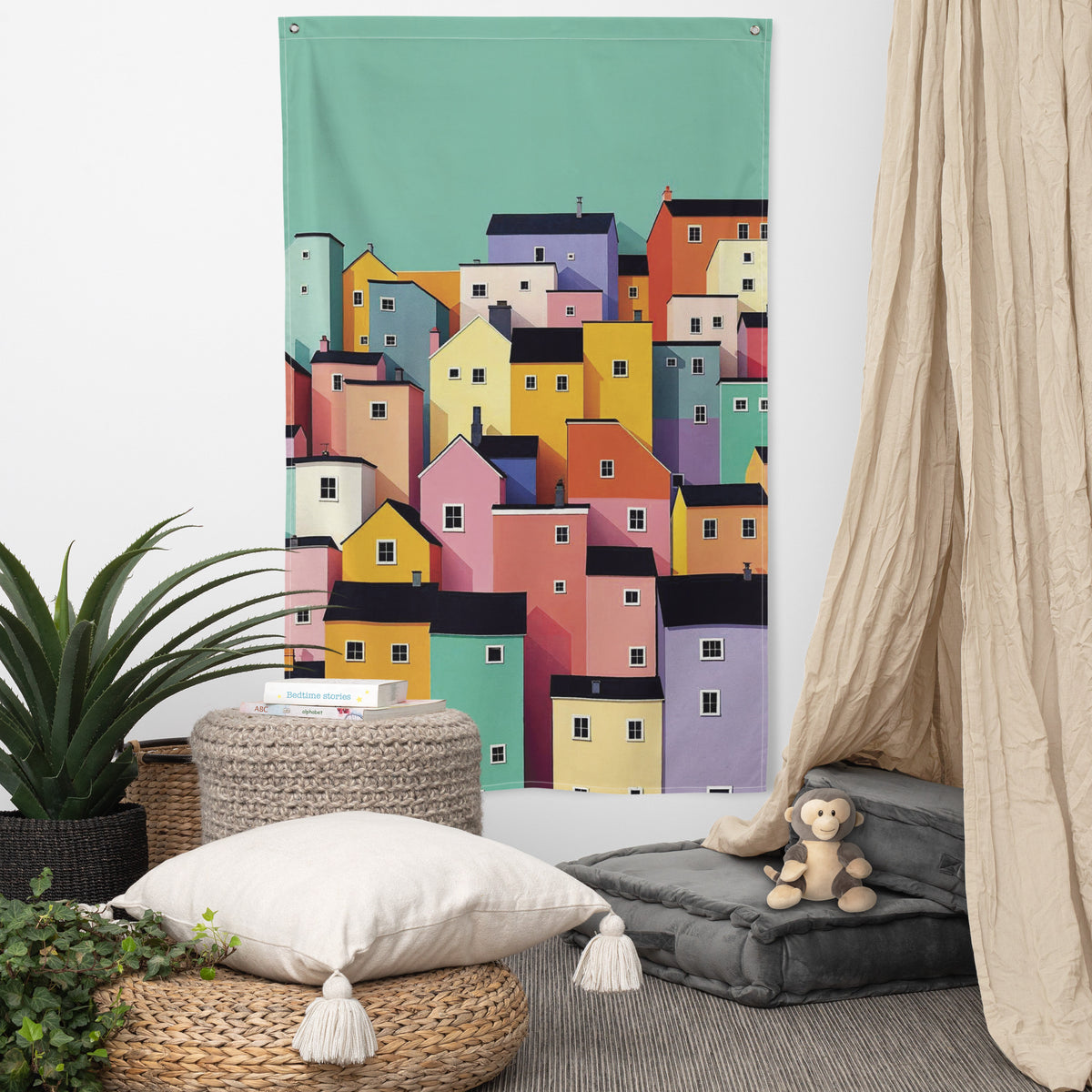 Bring Joy Home – Pastel House Wall Flag - Default Title - Printed Flags