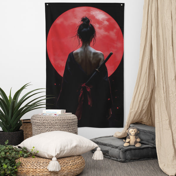 Katana & Moon Flag – Striking Gift for Fighters - Default Title - Printed Flags