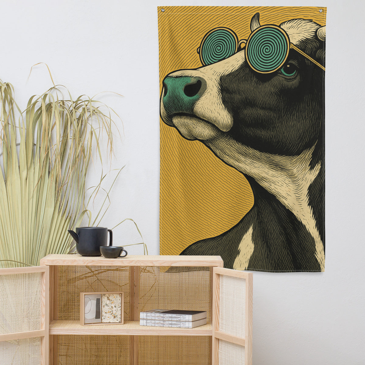 Cool Cow Wall Flag - Unique Animal Art Gift - Default Title - Printed Flags