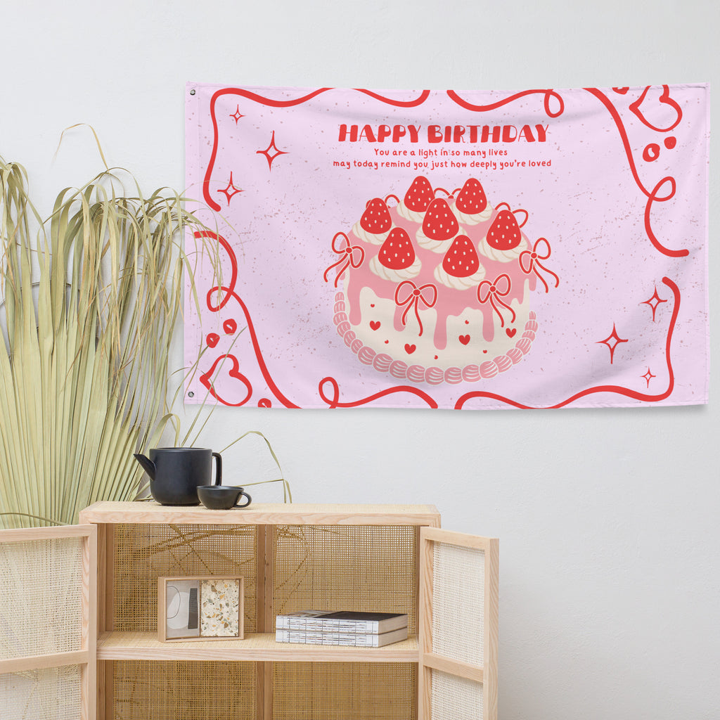 Sweetest Wishes – Strawberry Birthday Flag Gift - Default Title - Printed Flags