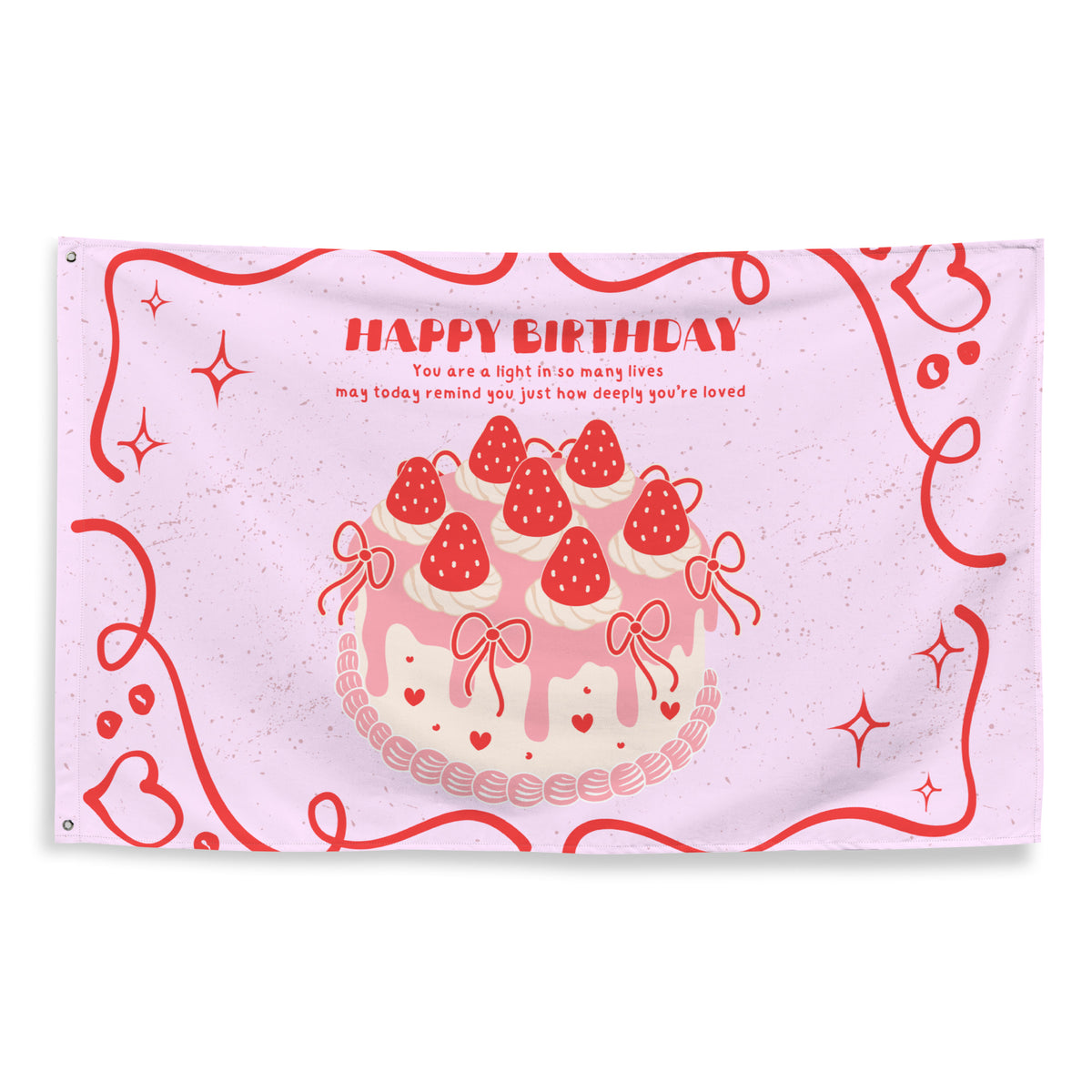 Sweetest Wishes – Strawberry Birthday Flag Gift - - Printed Flags