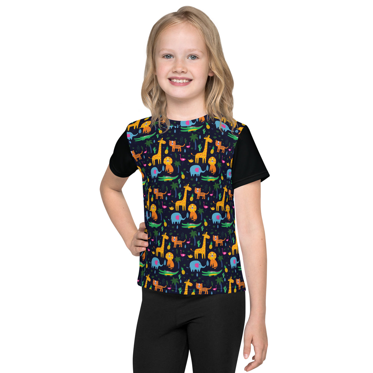 Tropical Safari Kids Tee - Playful Animal Fun - - T-shirts