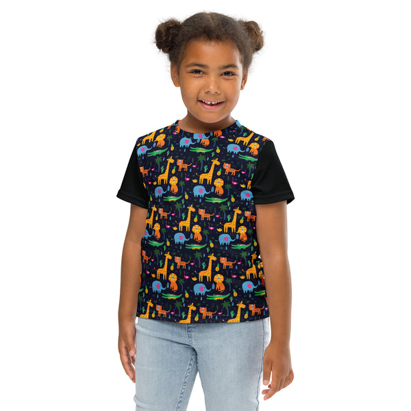 Tropical Safari Kids Tee - Playful Animal Fun - - T-shirts